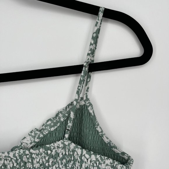 Abercrombie & Fitch Smocked Mini Dress Size XXL Green Pattern Ruffle Romantic - Picture 5 of 13